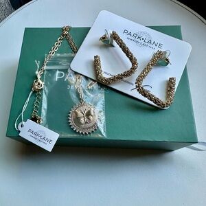 Park Lane Sparkling Hoop Earrings and Butterfly Pendant Set. Premium Sparkle Box